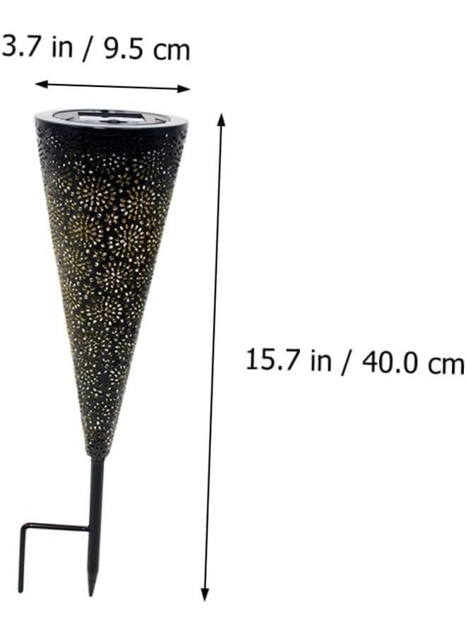 Solar Outdoor Lawn Light Garden Decor Led Cone Shape Pathway Lighting Warm White - Image 3
